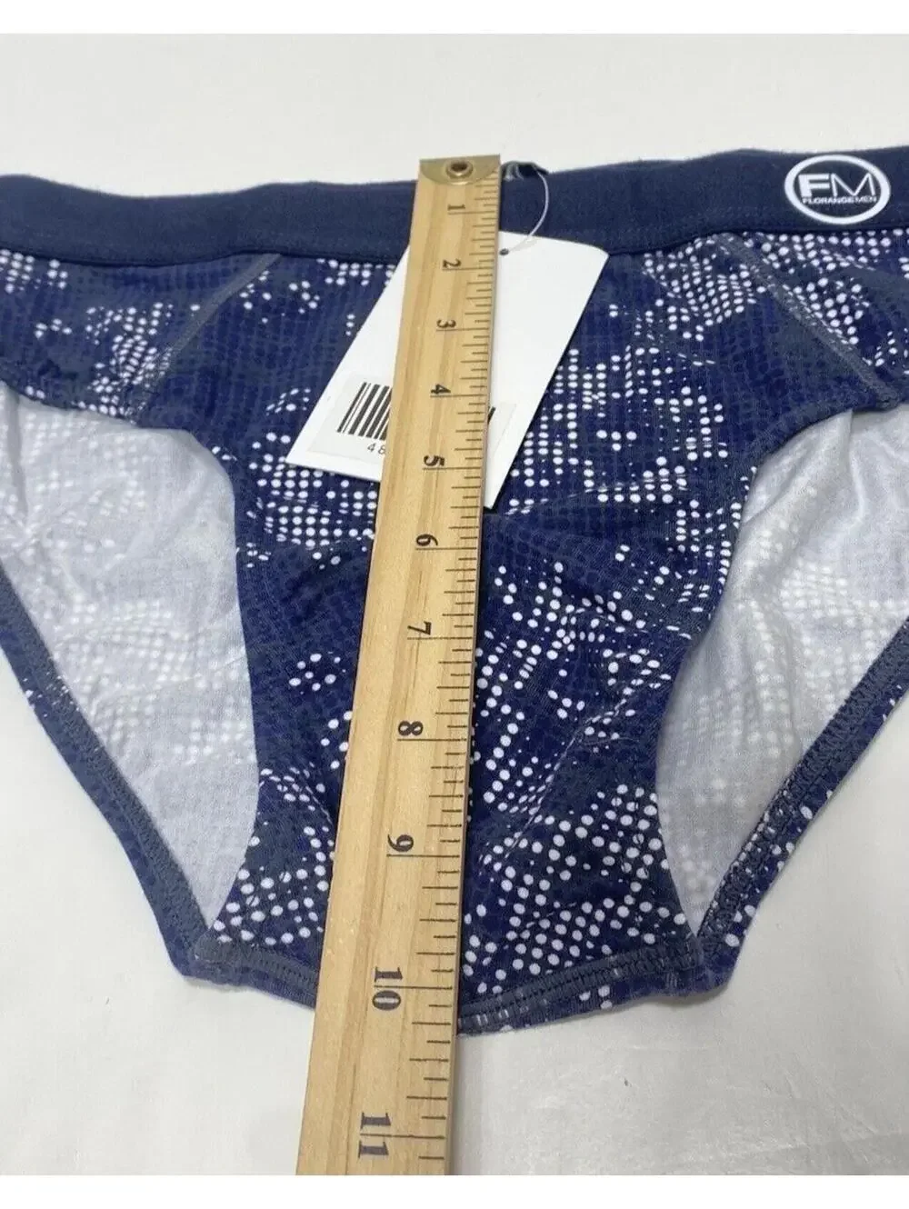 Mens Navy Blue Briefs with Elastic Waistband and White Accents Size Medium